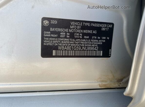 WBA8E1G59JNU89642 2018 BMW OTHER Silver 