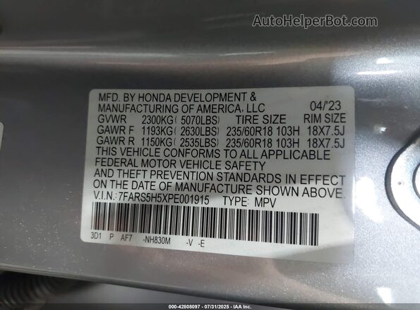 7FARS5H5XPE001915 2023 HONDA CR-V HYBRID Gray 