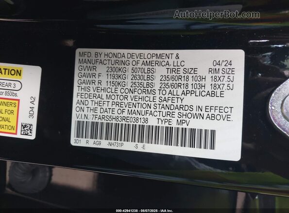 7FARS5H83RE038138 2024 HONDA CR-V HYBRID Black 