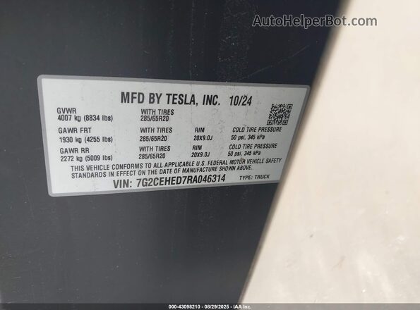 7G2CEHED7RA046314 2024 TESLA CYBERTRUCK Silver 