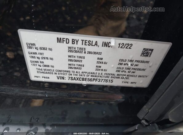 7SAXCBE56PF377615 2023 TESLA MODEL X Черный Вид подкапотного пространства