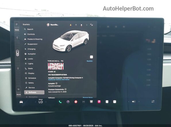 7SAXCBE61PF407905 2023 TESLA MODEL X White Vista del salpicadero