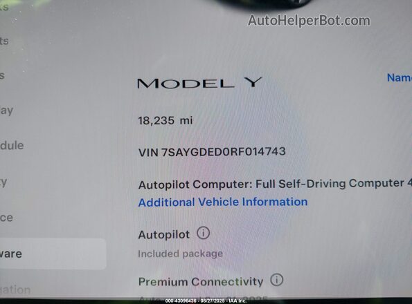 7SAYGDED0RF014743 2024 TESLA MODEL Y Black 