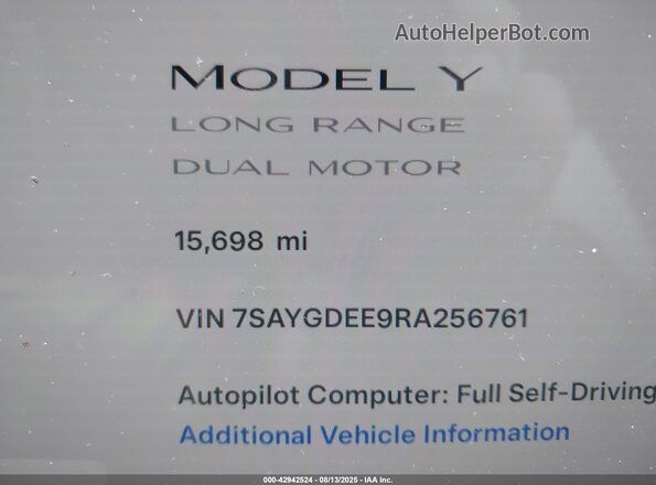 7SAYGDEE9RA256761 2024 TESLA MODEL Y Maroon 