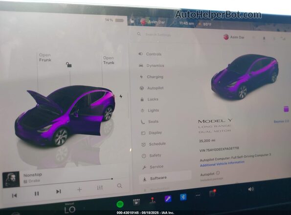 7SAYGDEEXPA087718 2023 TESLA MODEL Y Black უკანა სავარძლების ხედი