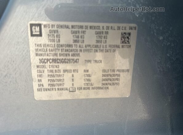 3GCPCREC5GG287547 2016 CHEVROLET ALL MODELS Teal 