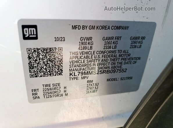 KL79MMS25RB097552 2024 CHEVROLET TRAILBLAZER Белый 