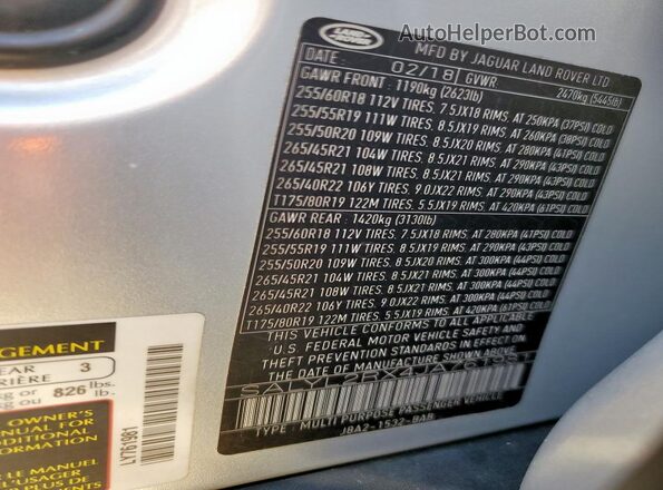 SALYL2RX4JA761981 2018 LAND ROVER RANGE ROVER Silver 