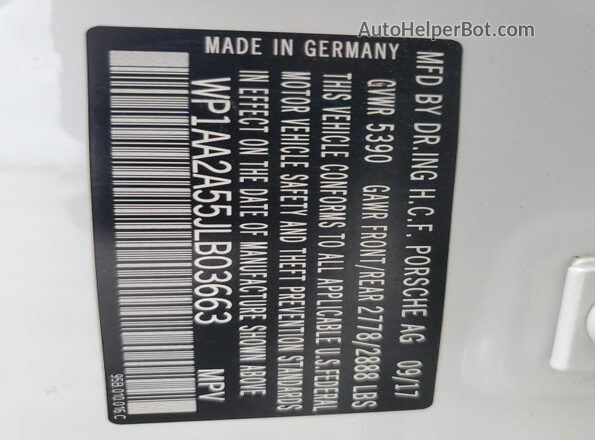 WP1AA2A55JLB03663 2018 PORSCHE MACAN White 