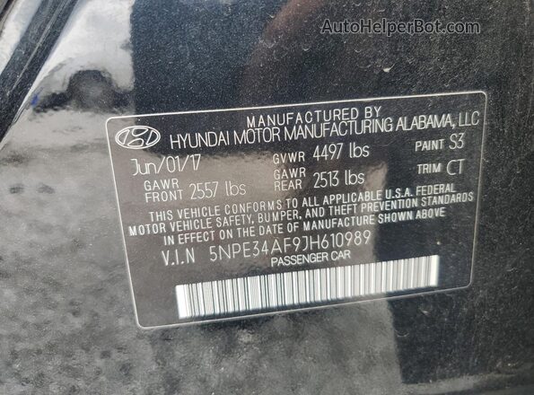5NPE34AF9JH610989 2018 HYUNDAI SONATA Black 