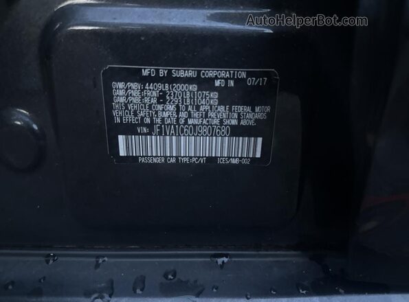 JF1VA1C60J9807680 2018 SUBARU WRX Серый 