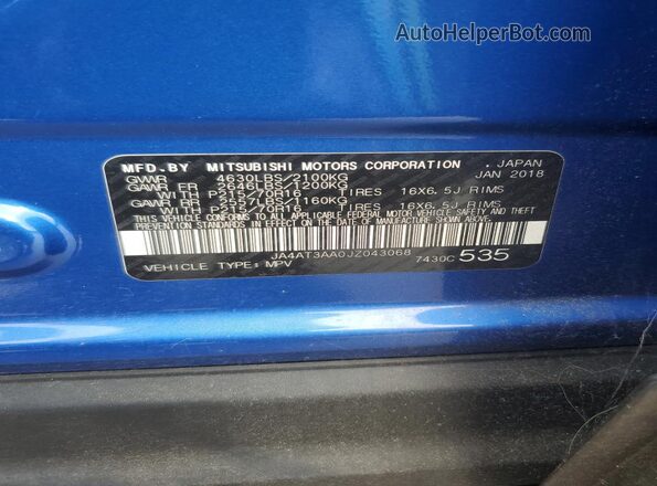 JA4AT3AA0JZ043068 2018 MITSUBISHI ECLIPSE Blue 