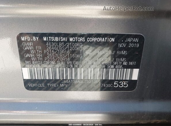 JA4AT3AA0LZ023065 2020 MITSUBISHI ECLIPSE CROSS Gray Widok komory silnika