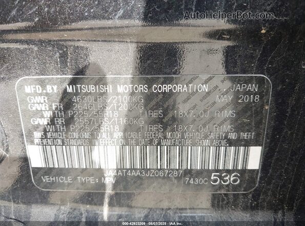 JA4AT4AA3JZ067287 2018 MITSUBISHI ECLIPSE CROSS Black 