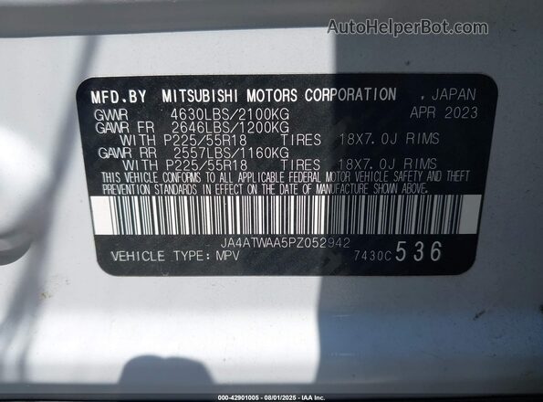 JA4ATWAA5PZ052942 2023 MITSUBISHI ECLIPSE CROSS White 