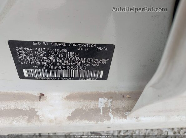 JF1GUABC5R8884960 2024 SUBARU IMPREZA Белый Вид подкапотного пространства