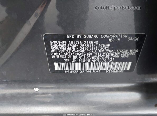 JF1GUHHC9R8374191 2024 SUBARU IMPREZA Серый 