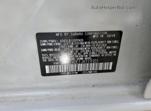 JF2GTADC1JH319301 2018 SUBARU CROSSTREK White 