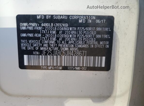 JF2SJABC5JH428671 2018 SUBARU FORESTER 2.5 White 