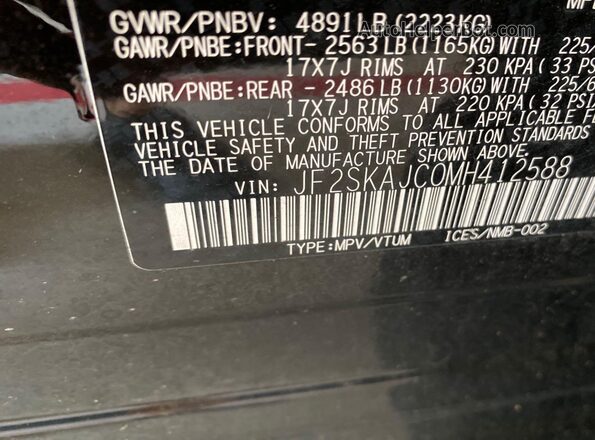 JF2SKAJC0MH412588 2021 SUBARU FORESTER  Vista de la etiqueta del VIN