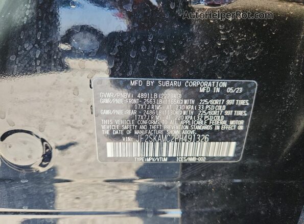 JF2SKAMC2PH491326 2023 SUBARU FORESTER Black VIN կոդի պիտակի տեսք