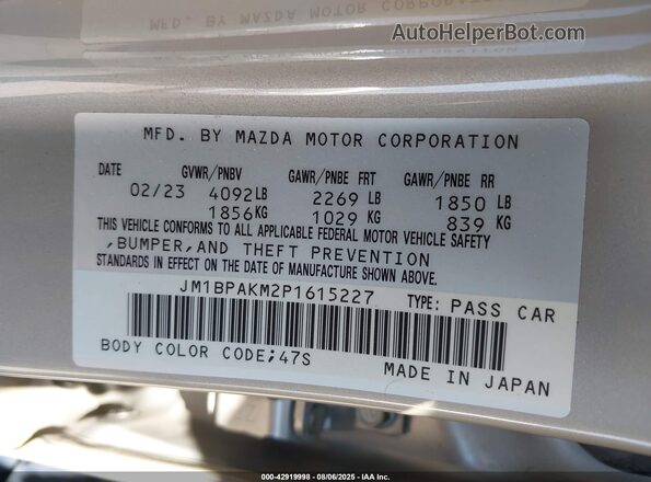 JM1BPAKM2P1615227 2023 MAZDA 3 Gray 