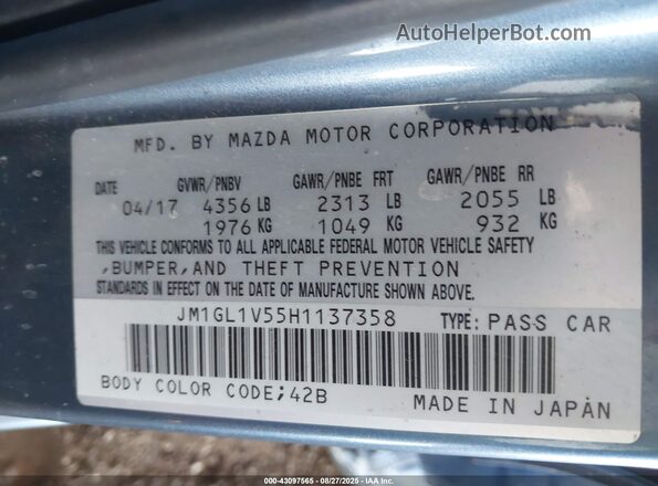 JM1GL1V55H1137358 2017 MAZDA 6 Blue Widok komory silnika