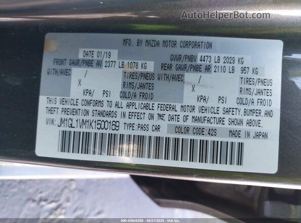 JM1GL1VM1K1500169 2019 MAZDA 6 Gray Շարժիչի բաժամունքի տեսք