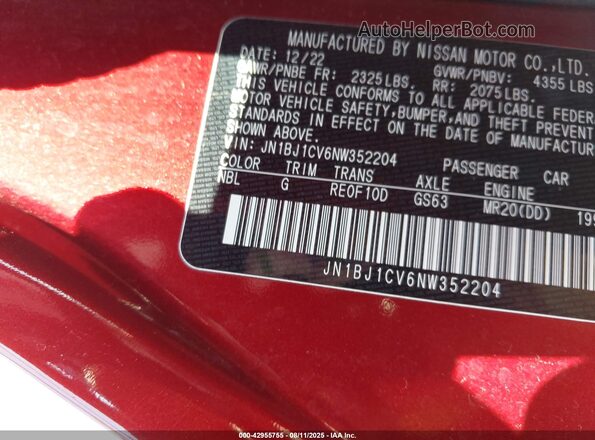 JN1BJ1CV6NW352204 2022 NISSAN ROGUE Красный Вид подкапотного пространства