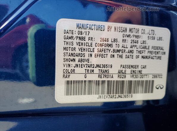 JN1EV7AR2JM436519 2018 INFINITI Q50 Синий 
