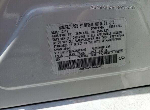 JN1EV7AR4JM443097 2018 INFINITI Q50 White 