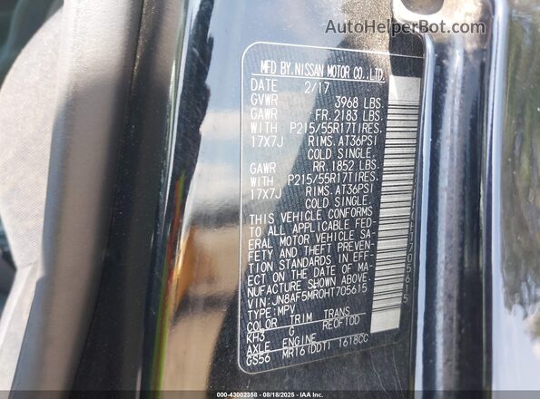JN8AF5MR0HT705615 2017 NISSAN JUKE Black ძრავის განყოფილების ხედი