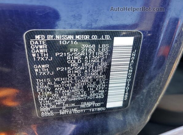 JN8AF5MR9HT701482 2017 NISSAN JUKE Purple 