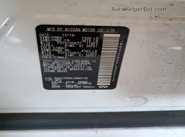 JN8AZ2ND6L9860135 2020 INFINITI QX80 White 