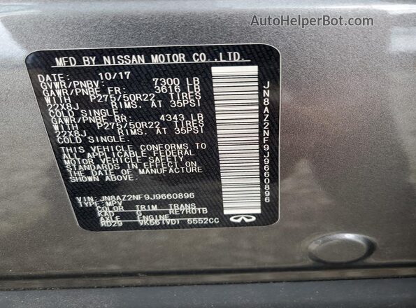 JN8AZ2NF9J9660896 2018 INFINITI QX80 Gray 