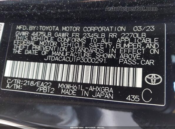JTDACACU1P3000291 2023 TOYOTA PRIUS PRIME Black 
