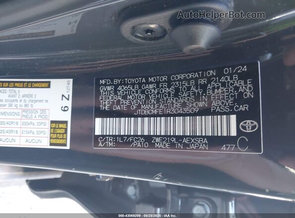 JTDBCMFE1R3043509 2024 TOYOTA LL Black Engine compartment view