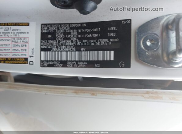 JTEMU5JR0M5895378 2021 TOYOTA 4RUNNER White Вид підкапотного простору