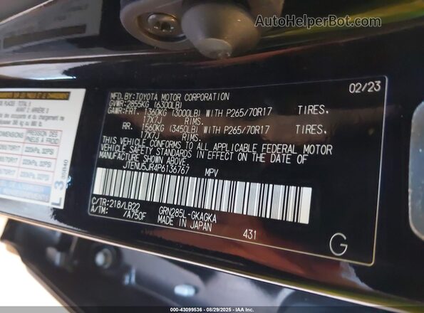 JTENU5JR4P6136767 2023 TOYOTA 4RUNNER Black 