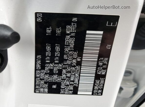 JTJDARBZ6M5022685 2021 LEXUS NX Белый Вид наклейки с VIN-кодом