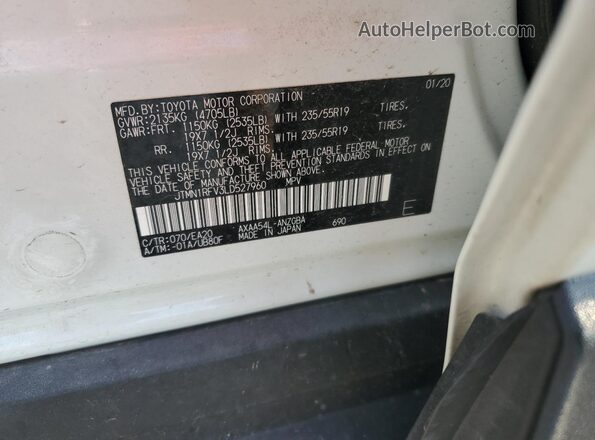JTMN1RFV3LD527960 2020 TOYOTA LIMITED White სალონის 360-გრადუსიანი ხედი