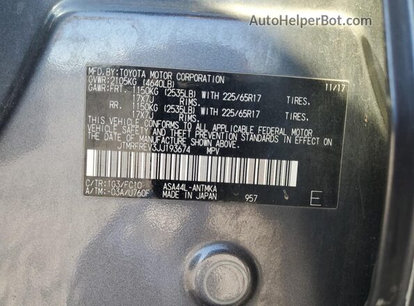 JTMRFREV3JJ193674 2018 TOYOTA RAV4 Charcoal 