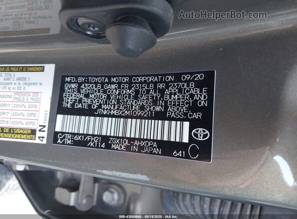 JTNKHMBX2M1099211 2021 TOYOTA LE Green Շարժիչի բաժամունքի տեսք