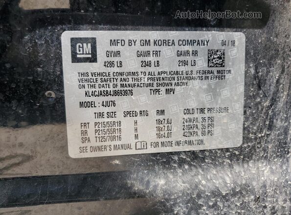KL4CJASB4JB693976 2018 BUICK ENCORE Black 