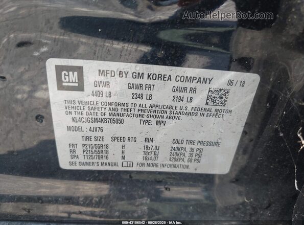 KL4CJGSM4KB705050 2019 BUICK ENCORE Black Widok komory silnika