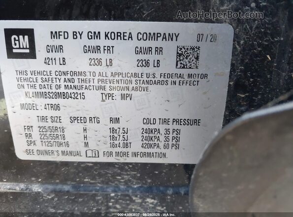 KL4MMBS28MB043215 2021 BUICK ENCORE Black Widok komory silnika