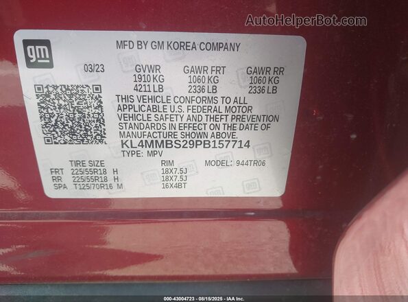 KL4MMBS29PB157714 2023 BUICK ENCORE Темно-бордовый Вид подкапотного пространства