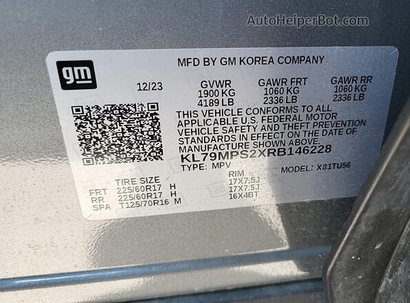 KL79MPS2XRB146228 2024 CHEVROLET TRAILBLAZER  Vista trasera