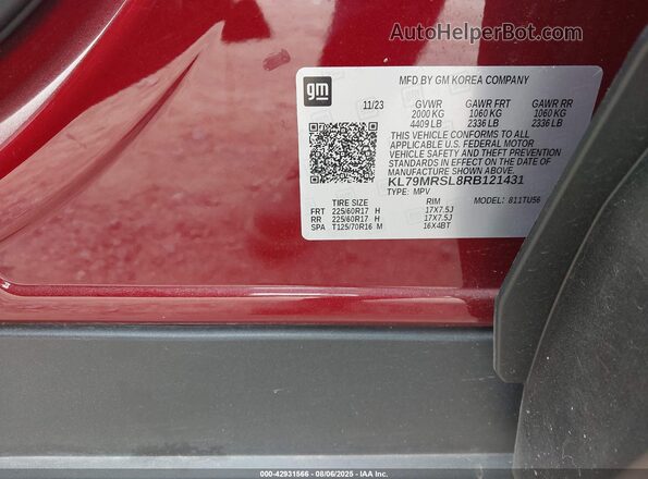 KL79MRSL8RB121431 2024 CHEVROLET TRAILBLAZER Red Vista del compartimento del motor