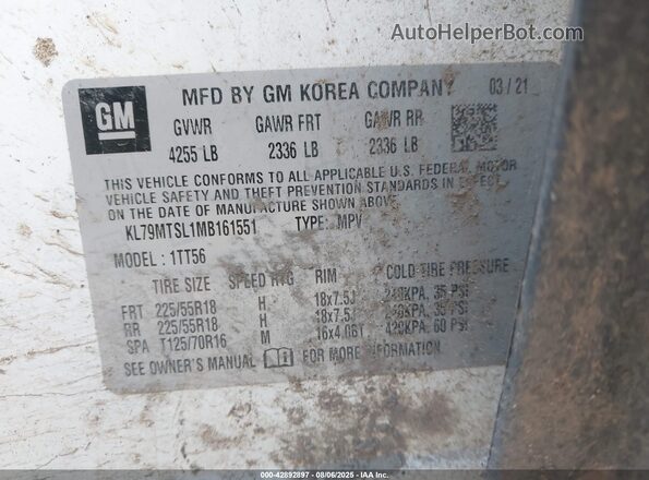KL79MTSL1MB161551 2021 CHEVROLET TRAILBLAZER White Widok komory silnika